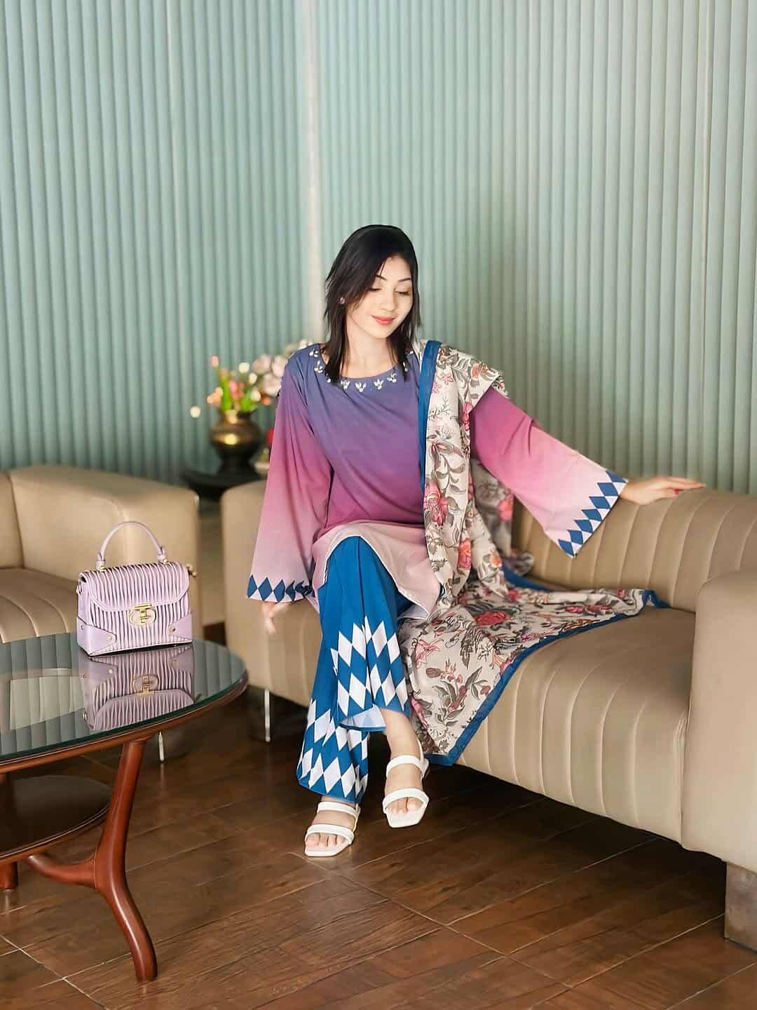 ✨Beautiful 3-piece embroidered dress with sequin work Elegance in Every Stitch